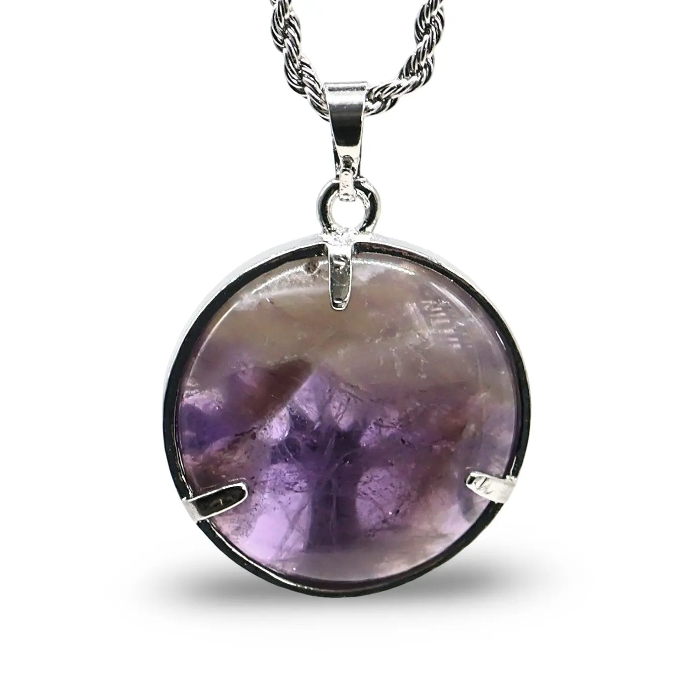 Necklace - Amethyst & Tree of Life - Flat Rond -Amethyst -Arômes & Évasions