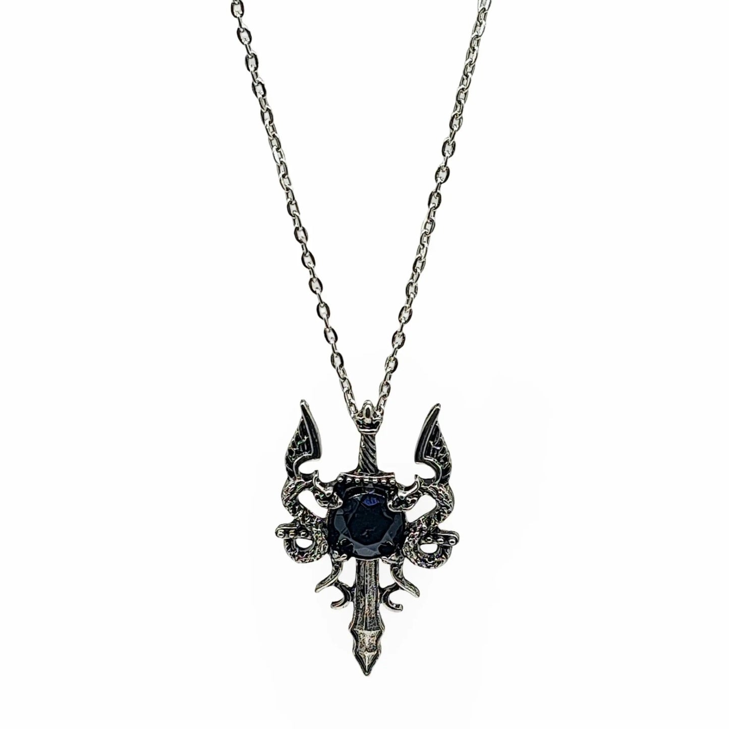 Collier - Épée de Dragon - Obsidienne Noire