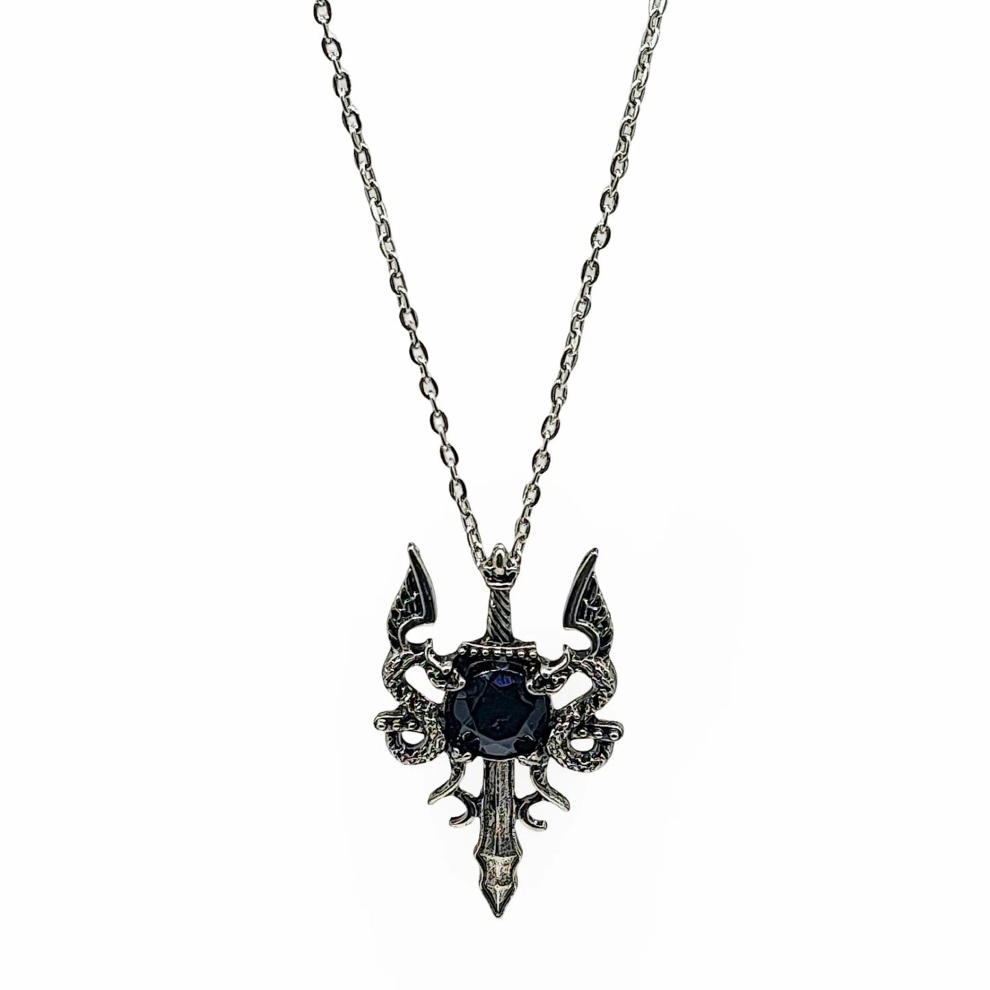 Necklace -Dragon Sword -Black Obsidian - Arômes et Évasions