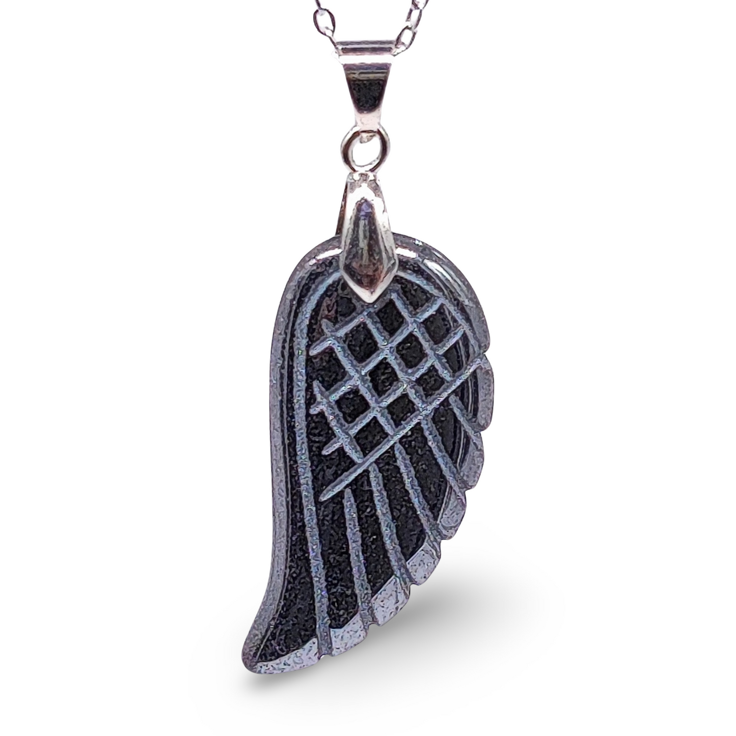 Necklace - Gemstone - Angel Wings - Hematite
