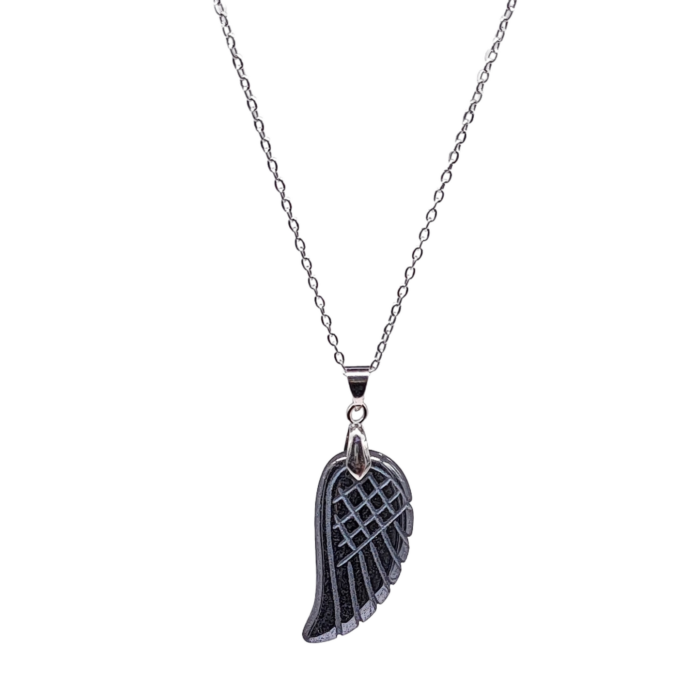 Necklace - Gemstone - Angel Wings - Hematite