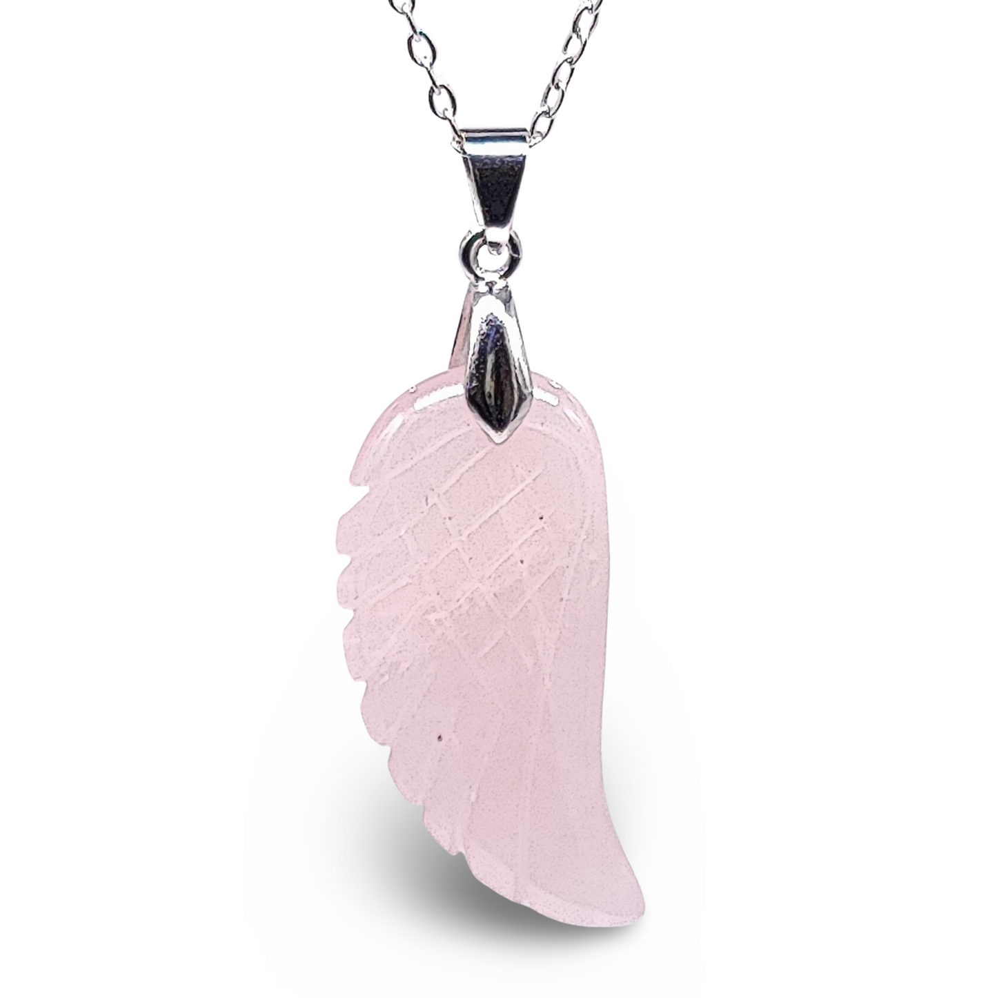 Necklace - Gemstone - Angel Wings - Rose Quartz