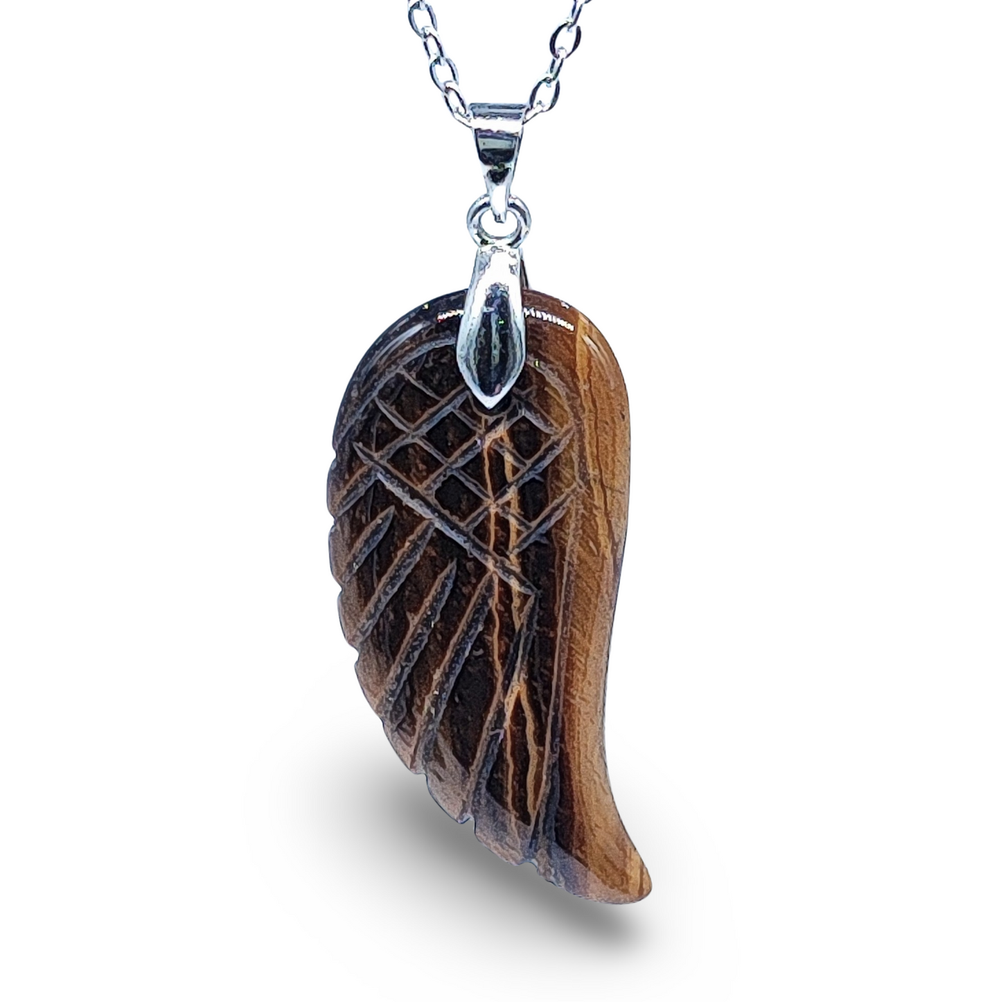 Necklace - Gemstone - Angel Wings - Tiger Eye