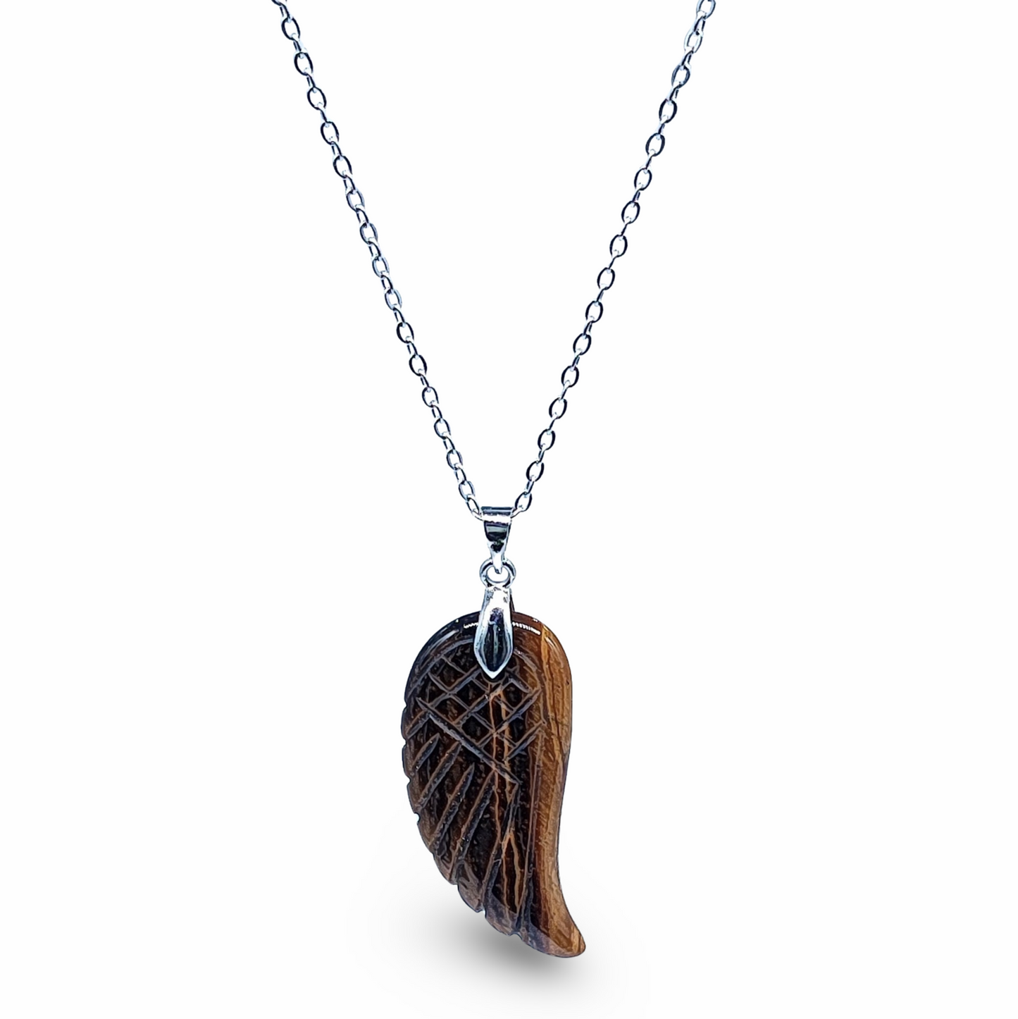 Necklace - Gemstone - Angel Wings - Tiger Eye