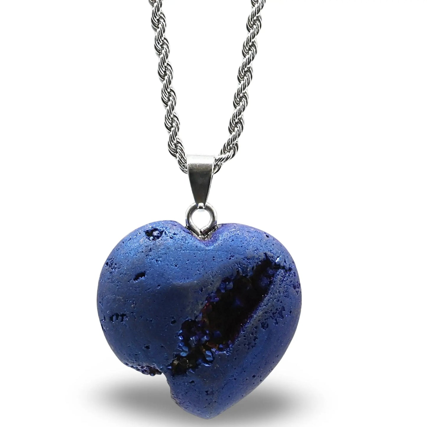 Necklace - Heart Shaped - Electroplate Natural Druzy Geode Agate -Electroplate Natural Druzy Geode Agate -Arômes & Évasions