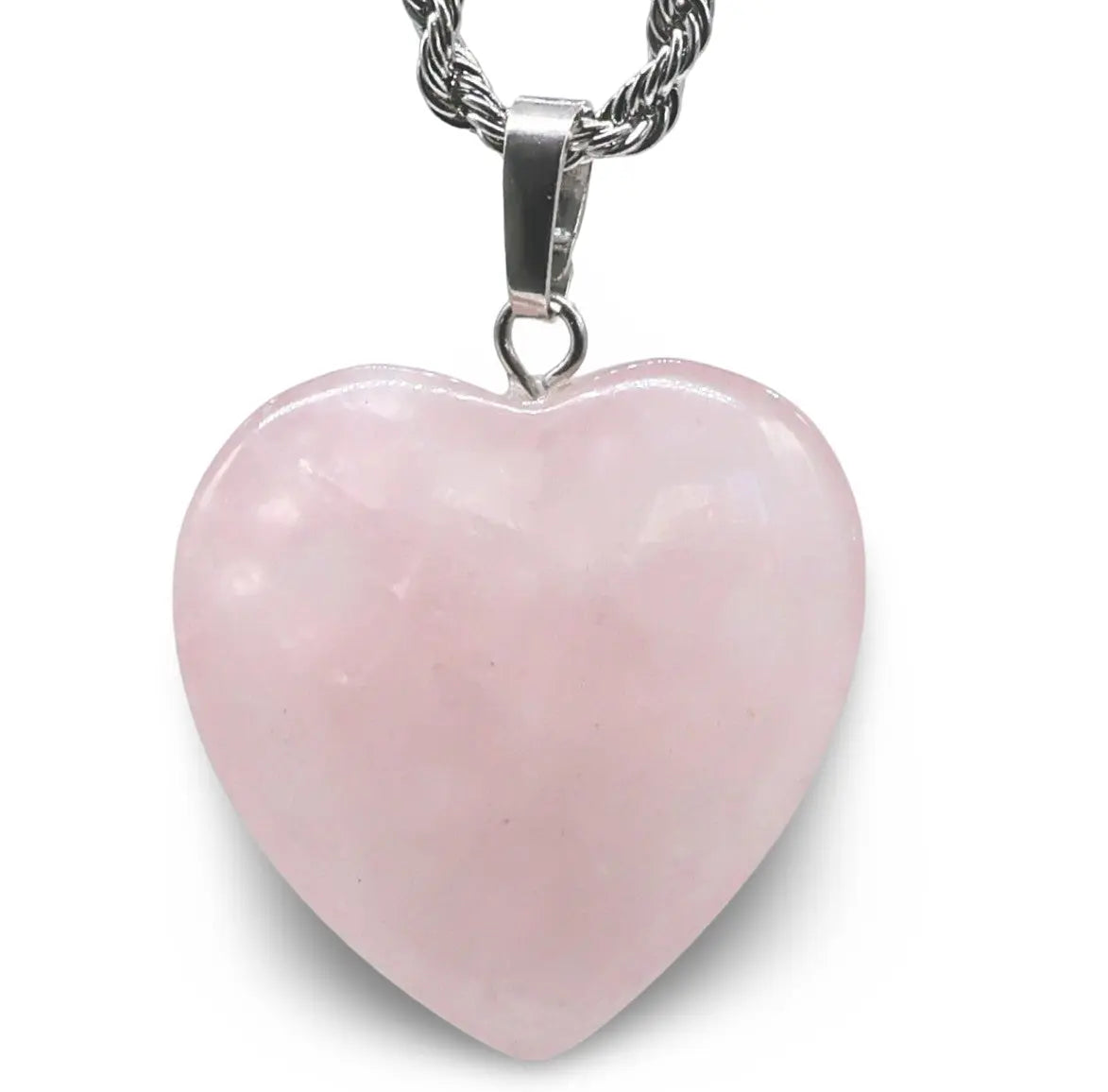 Necklace - Heart Shaped - Rose Quartz -Rose Quartz -Arômes & Évasions