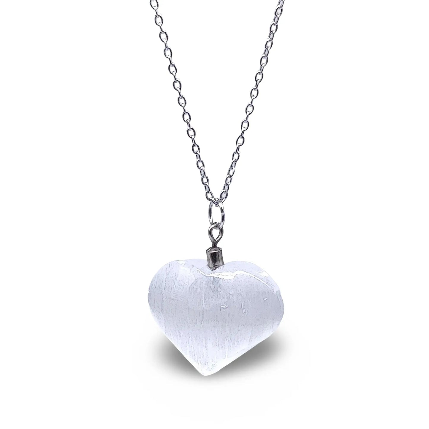 Necklace -Heart Shaped -Selenite -Selenite -Arômes & Évasions