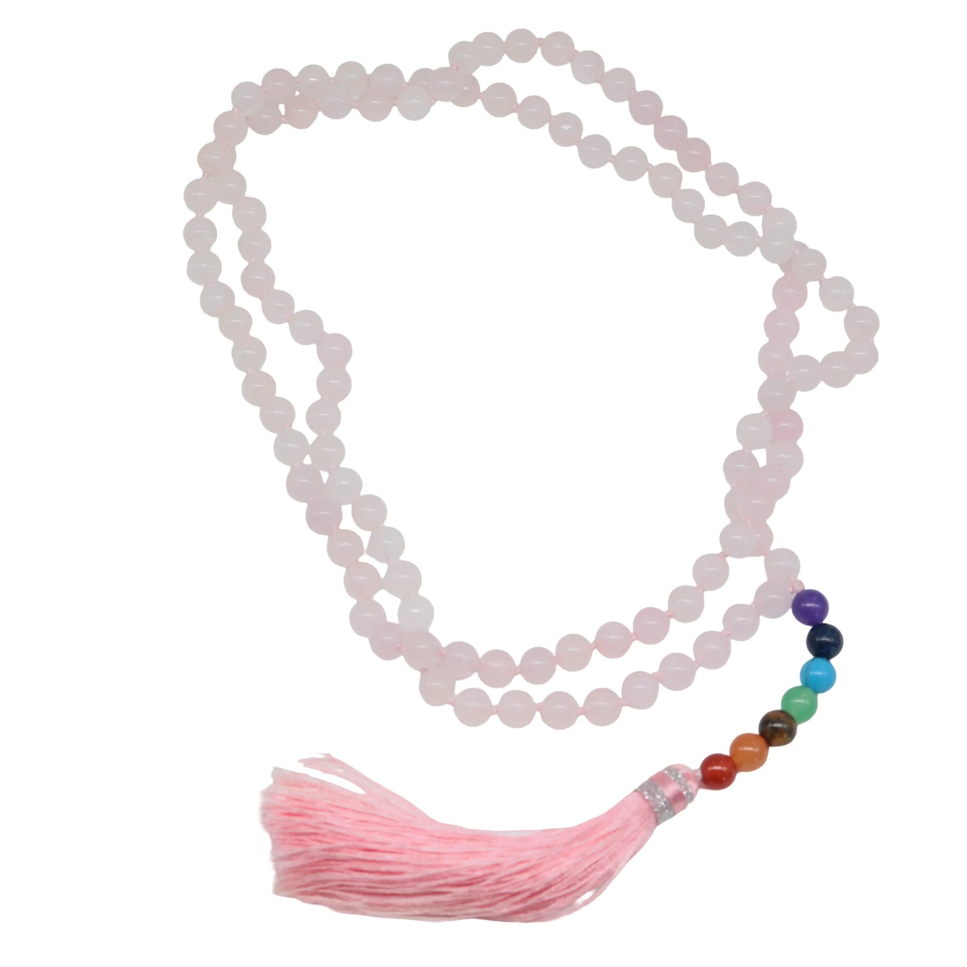 Bracelet / Necklace - Multi Strand - Natural Rose Quartz et 7 Chakras - -Arômes & Évasions