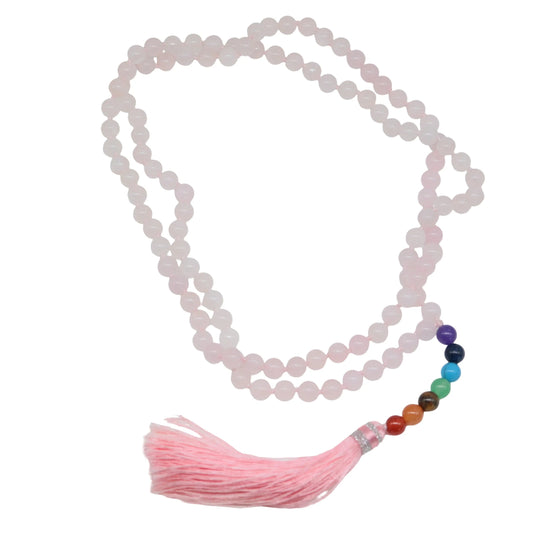 Bracelet / Necklace - Multi Strand - Natural Rose Quartz et 7 Chakras - -Arômes & Évasions