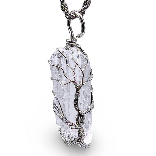 Necklace -Prismatic Tree of Life -Natural Crystal Quartz -Crystal Quartz -Arômes & Évasions