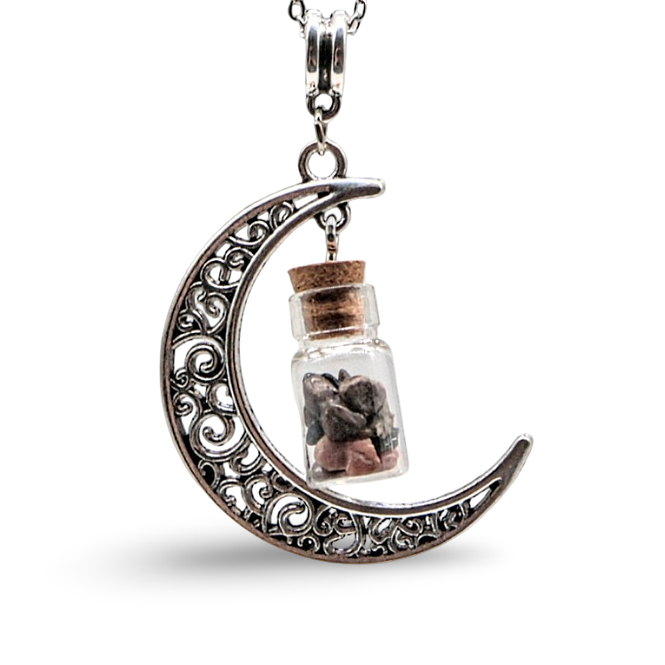 Necklace - Moon Bottle - Rhodonite