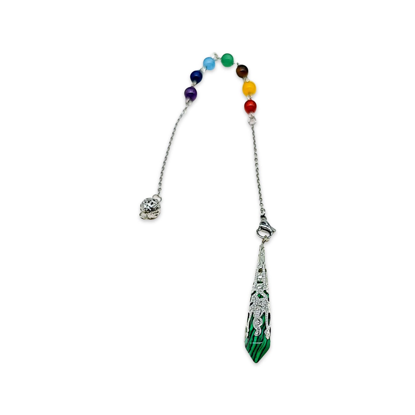 Pendulum -Pointed -Malachite -Stainless Steel Findings