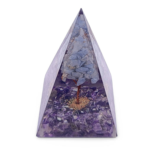 Pyramid -Orgonite -Amethyst Gemstones -Angelite Tree -Pyramid -Arômes & Évasions