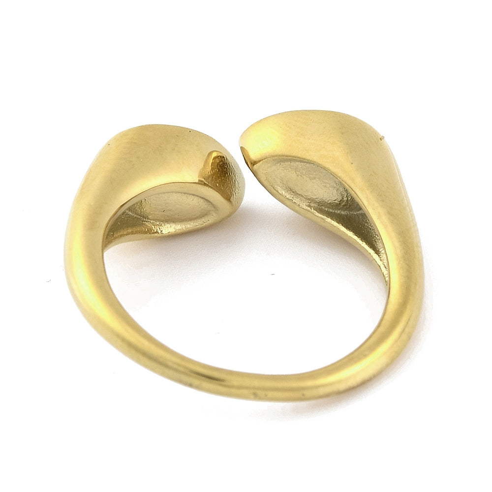 Ring – Ion Plating - Stainless Steel - Teardrop Emerald - Open Cuff Ring
