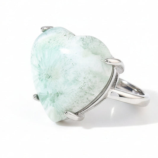 Ring - Hemimorphite - Heart Shape - Adjustable