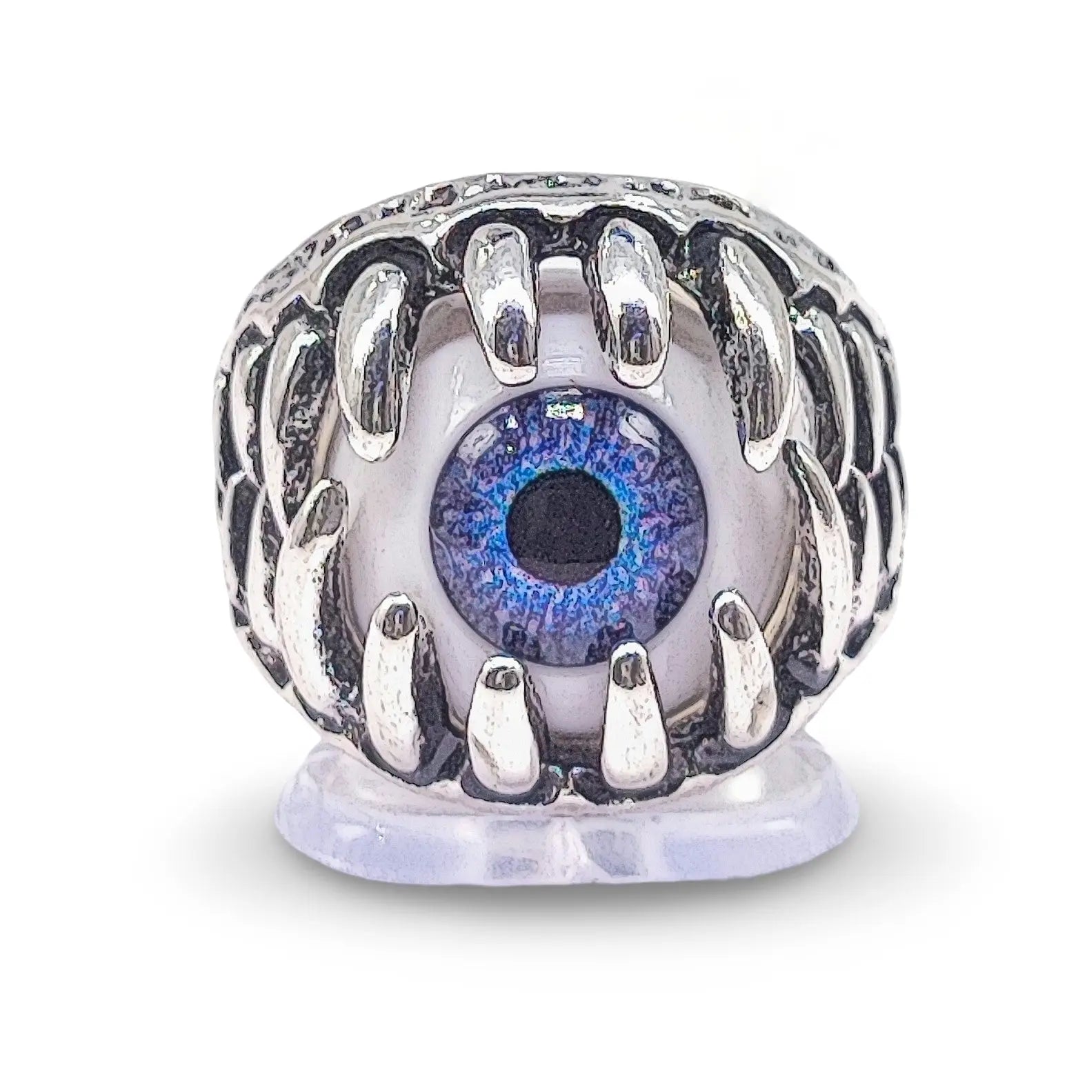 Ring -Antique Silver -Claw with Evil Eye - Arômes et Évasions