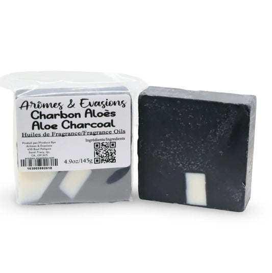 Soap Bar - Charcoal Aloe - 5.2oz -Herbal Scent -Arômes & Évasions