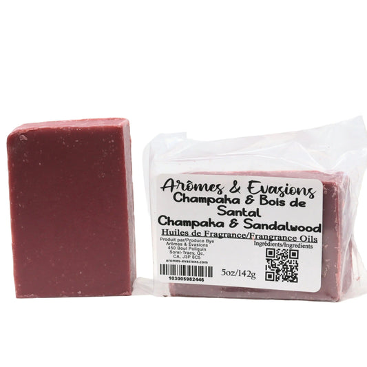 Soap Bar - Cold Process - Champaka & Sandalwood - 5oz -Sweet & Spicy Scent -Arômes & Évasions