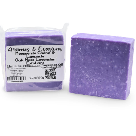 Soap Bar - Cold Process - Exfoliant - Oak Moss & Lavender - 5.2oz -Floral Perfum -Arômes & Évasions