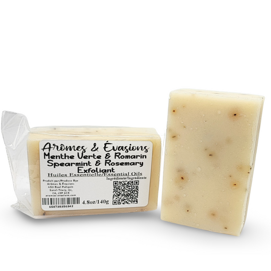 Soap Bar -Cold Process -Exfoliant -Spearmint & Rosemary