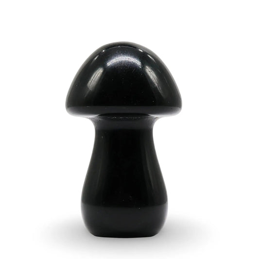 Stone - Obsidian - Sculpture - Mushroom -Black Obsidian -Arômes & Évasions