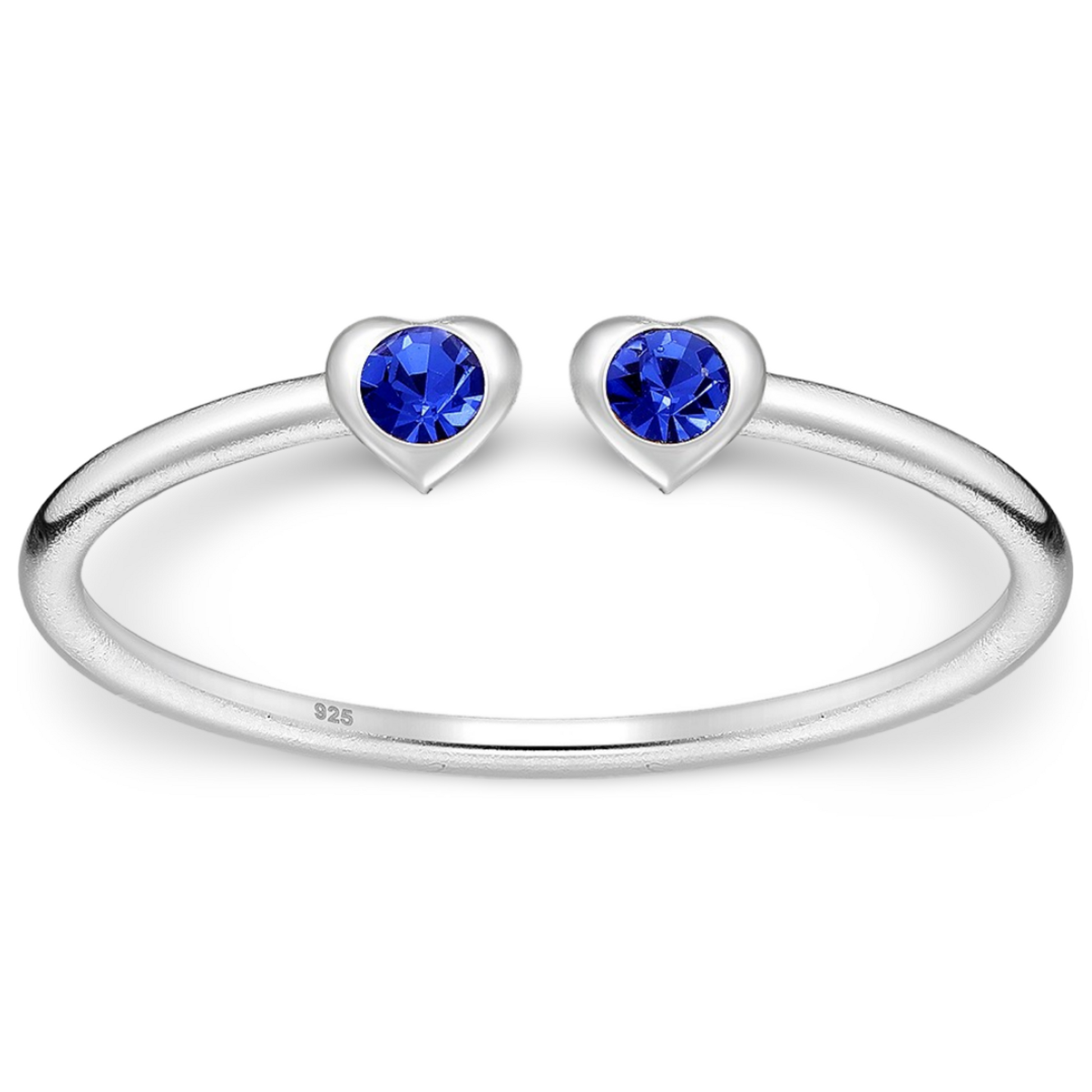 Toe Ring -925 Sterling Silver -Adjustable -Heart Shape Sapphire