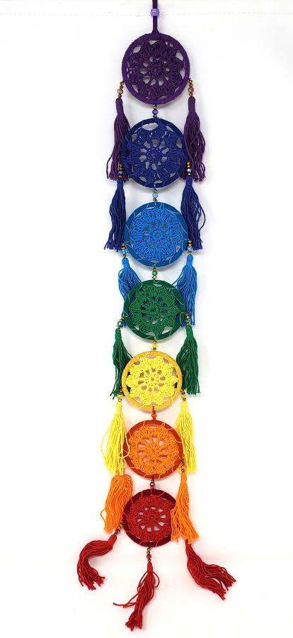 Déco Maison - Capteur de Rêves - Crochet 7 Chakras 26" de Haut