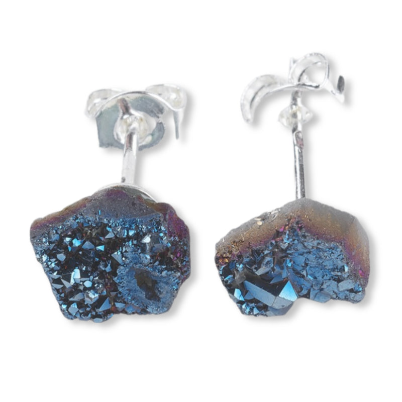 Boucles d'Oreilles - Agate Druze Naturelle