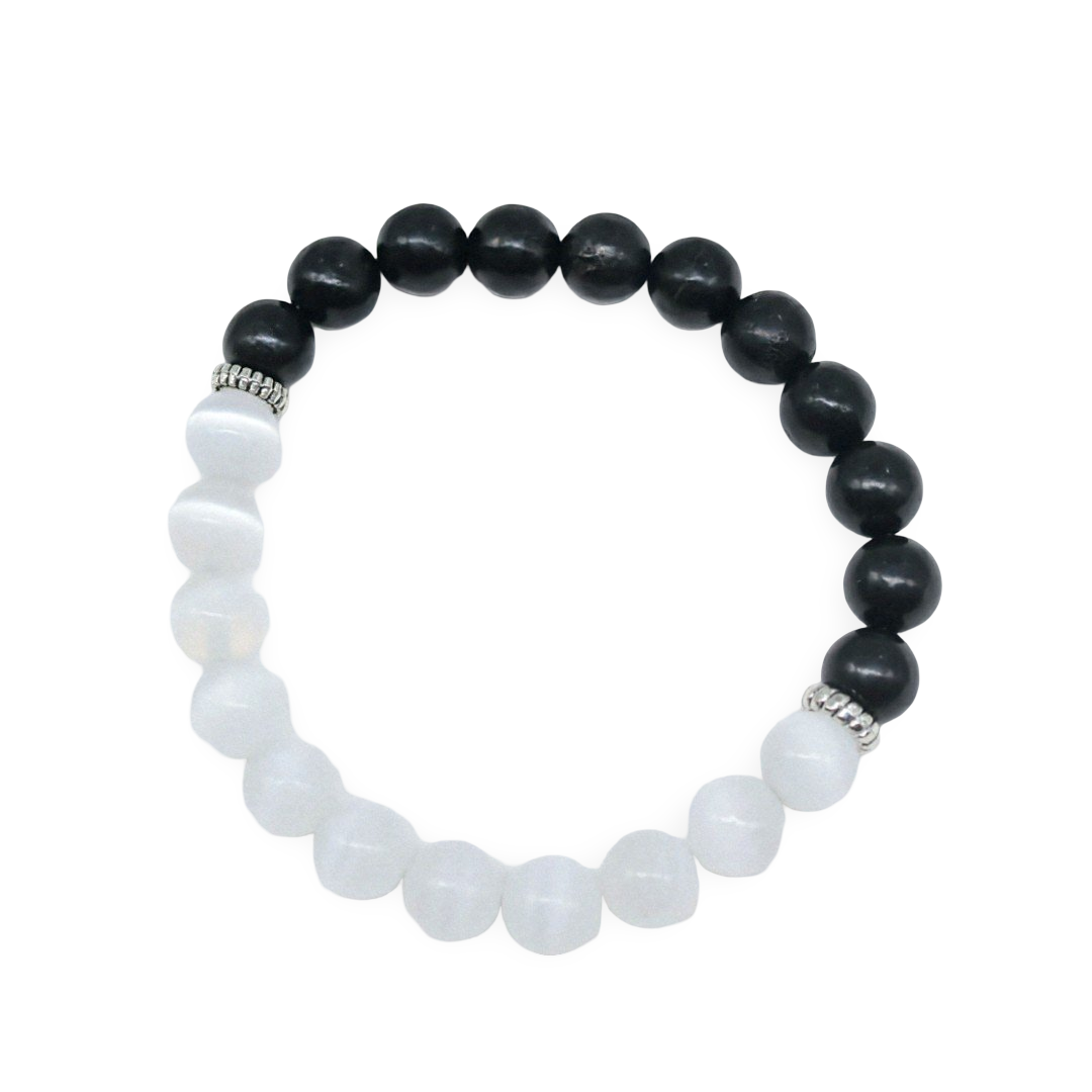 Bracelet – Protection – Shungite & Sélénite – 8 mm