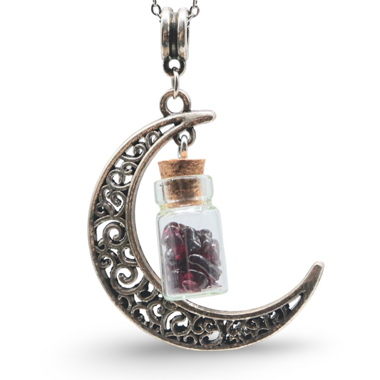 Necklace - Moon Bottle - Garnet