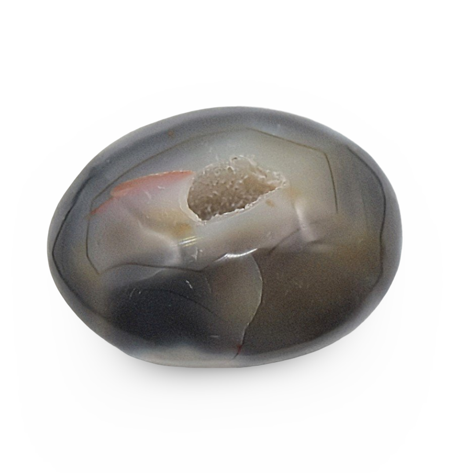 Pierre de Paume - Agate Orque avec Druze - Polie - 154 g