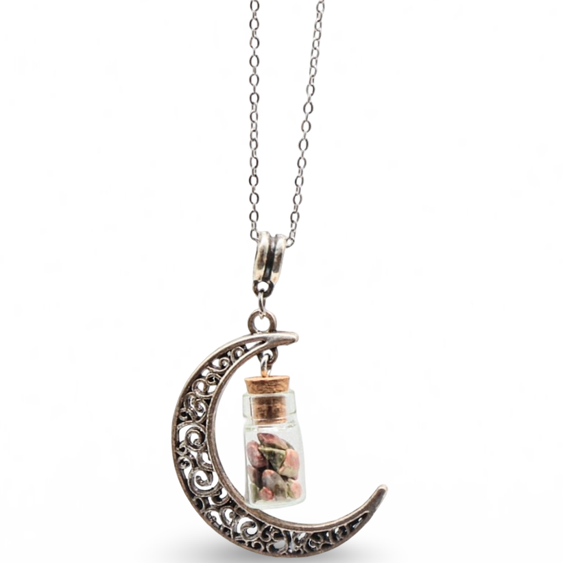 Collier - Bouteille Lune - Unakite