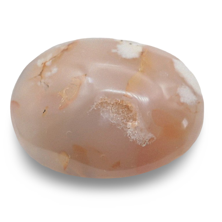Palm Stone - Flower Agate With Druze - Tumbled - 55g - Arômes et Évasions