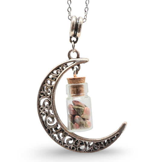 Necklace - Moon Bottle - Unakite