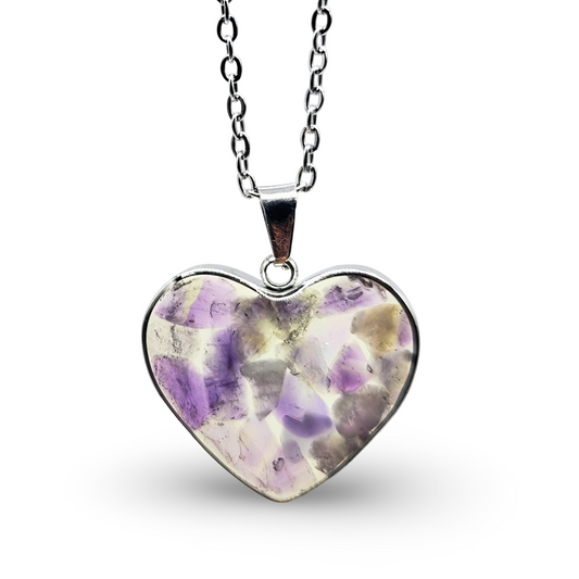 Necklace - Heart Glass - Amethyst