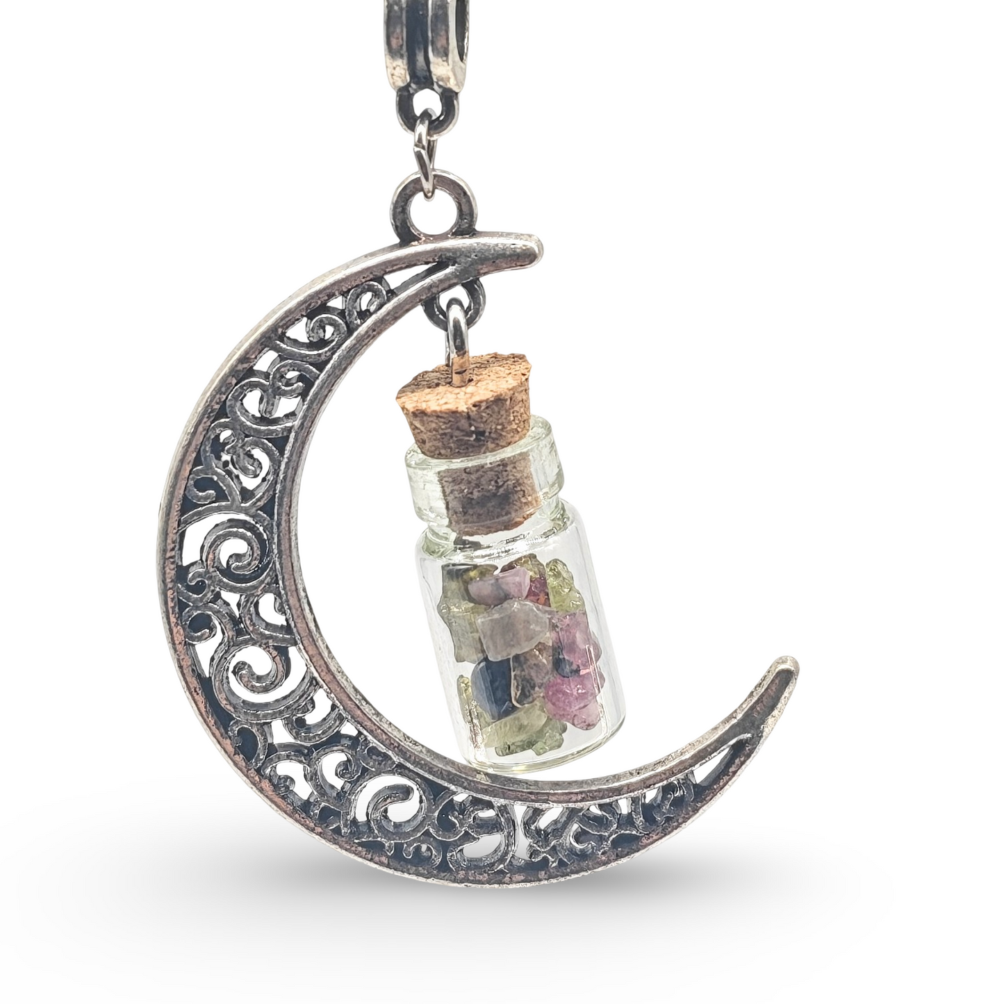 Collier - Bouteille Lune - Tourmaline Mélangée