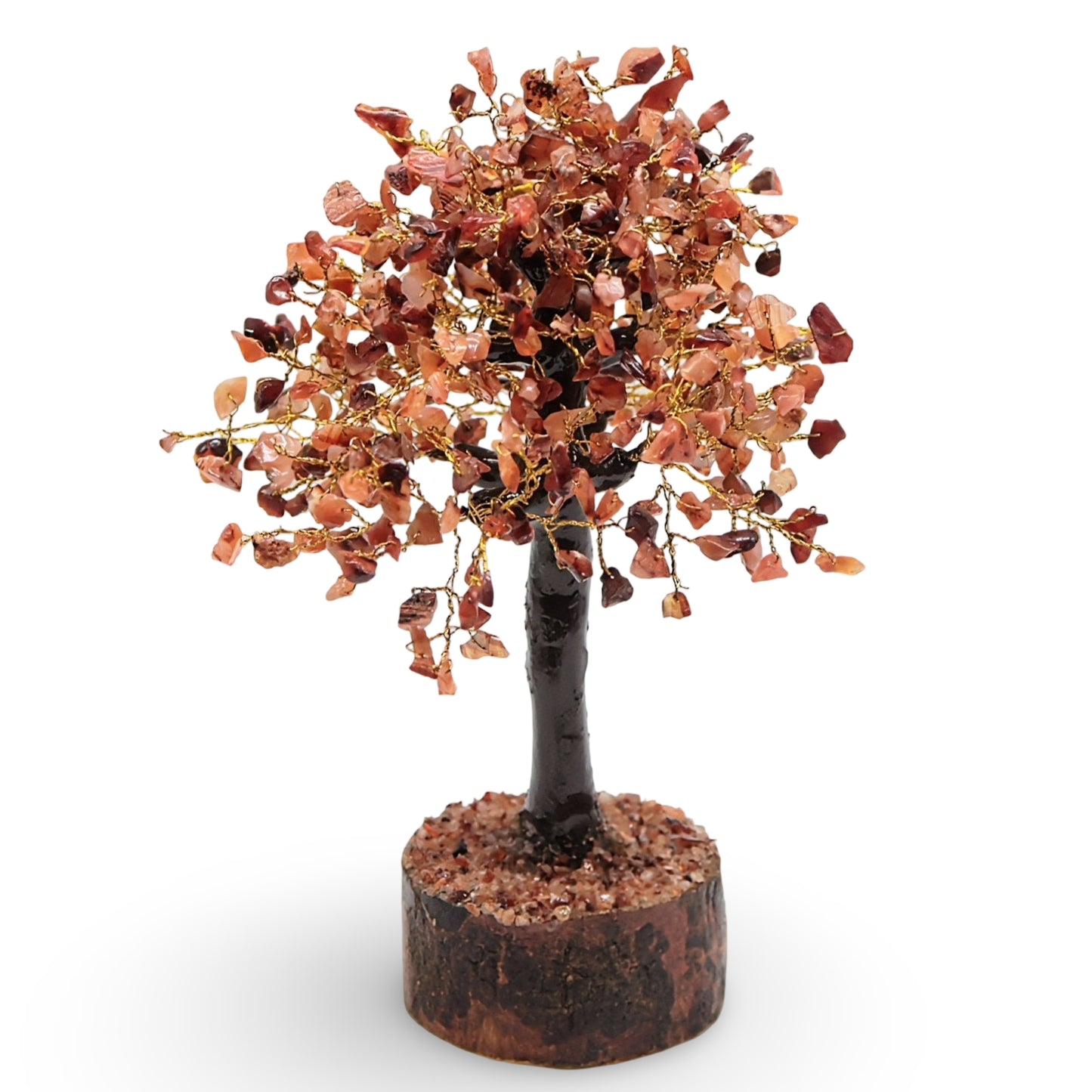 Déco Maison - Arbre de Pierre - Cornaline - 10-12'' - 500 Éclats de Pierre - Fil Doré