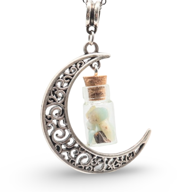 Collier - Bouteille Lune - Aigue-Marine