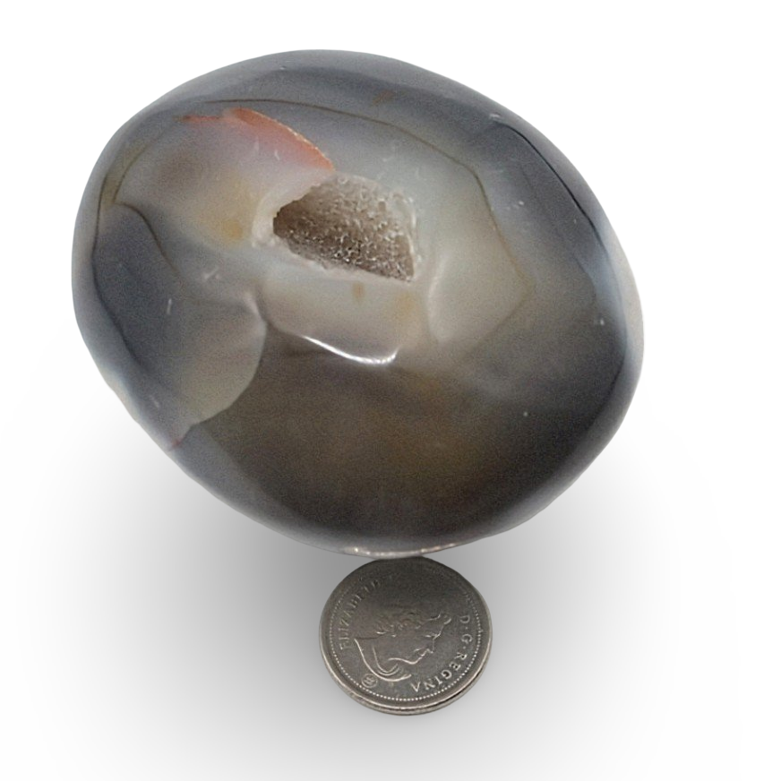 Pierre de Paume - Agate Orque avec Druze - Polie - 154 g
