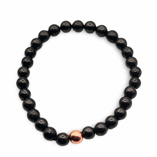Bracelet - AAA Shungite with One Copper Bead - 6mm