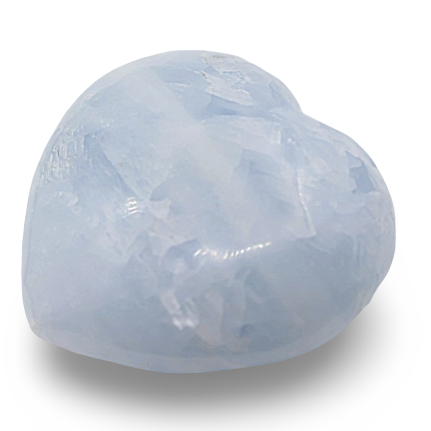 Stone - Blue Calcite - Heart Shape - Tumbled - Arômes et Évasions