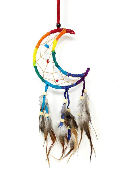 Home Decor - Dreamcatcher - 7 Chakra Crescent Moon - Small