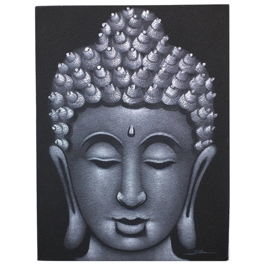 BAP-02 - Buddha Painting - Grey Sand Finish - -Aromes Evasions 