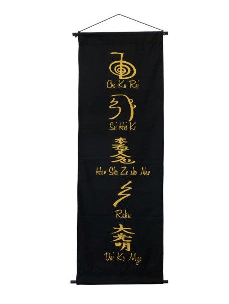 Banner -Cotton Hand Printed -Reiki Symbols Tall Aromes Evasions 
