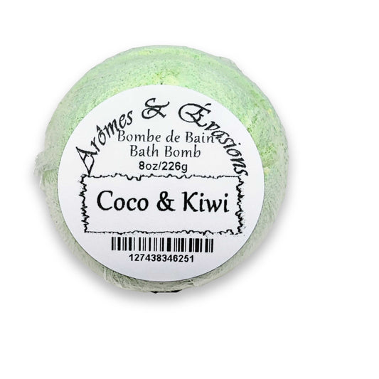 Bath Bomb -Tropical Paradise -Coco & Kiwi Fruit -8oz -8oz/226g -Aromes Evasions 