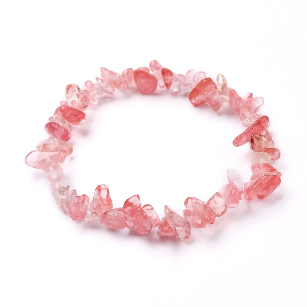 Bracelet -Cherry Quartz -Glass -Chips