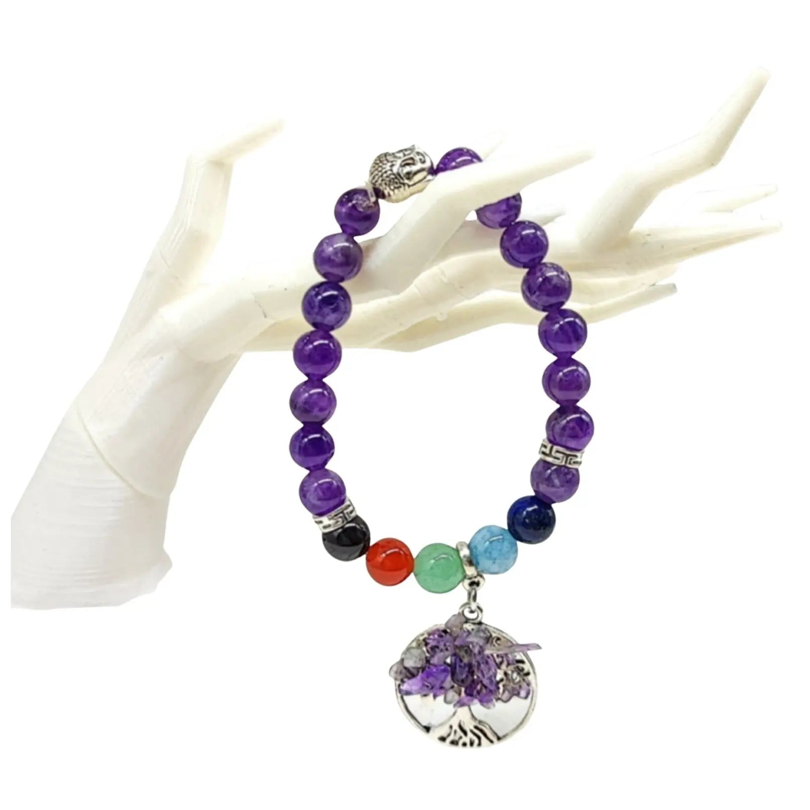 Bracelet -7 Chakras -Tree Of Life -Amethyst -8mm -8mm -Aromes Evasions 