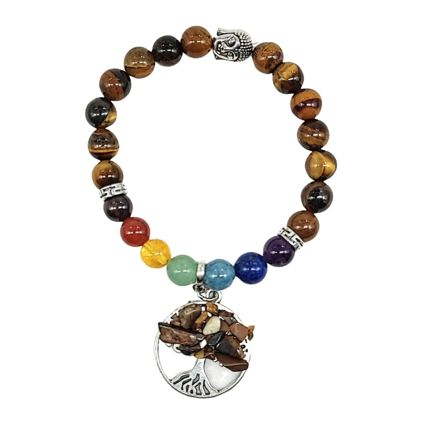 Bracelet -7 Chakras -Tree Of Life -Tiger Eye -8mm -8mm -Aromes Evasions 