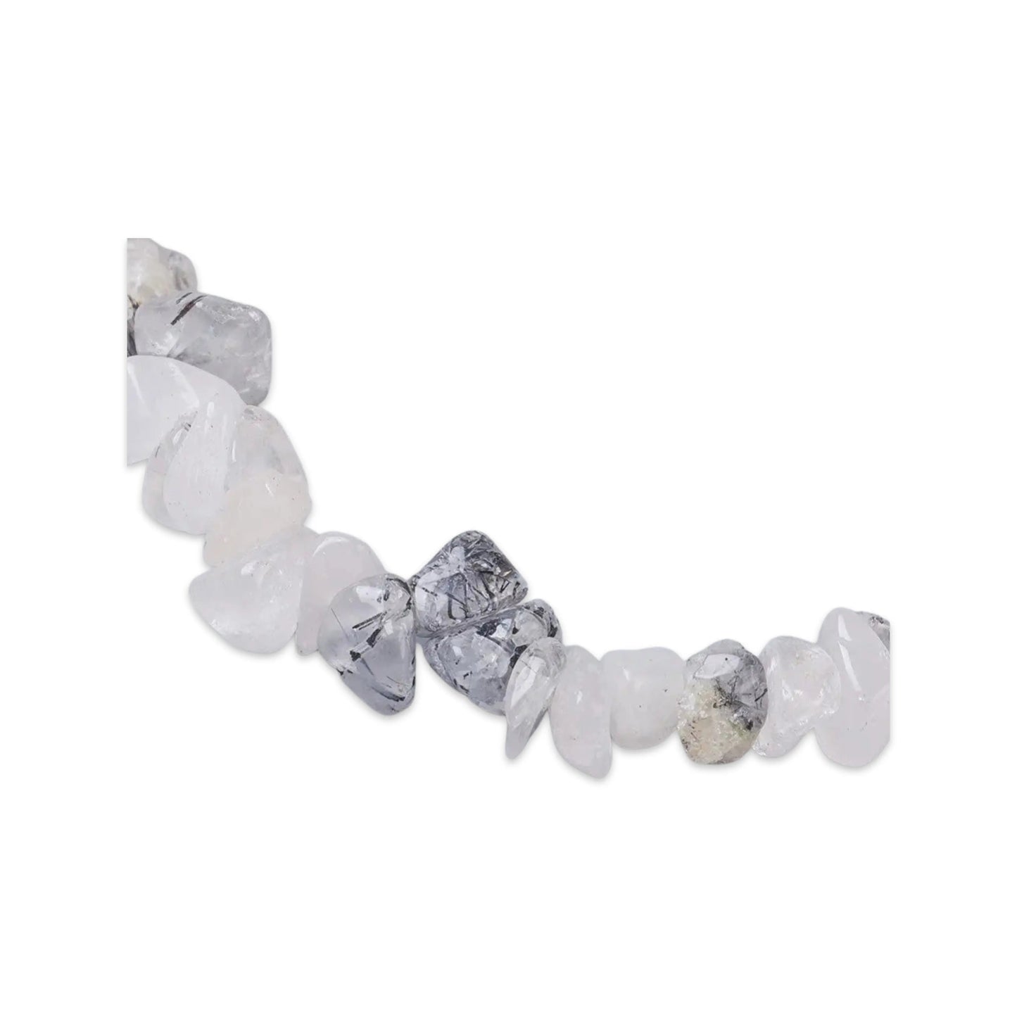 Bracelet -Black, Rutilated & Crystal Quartz -Chips