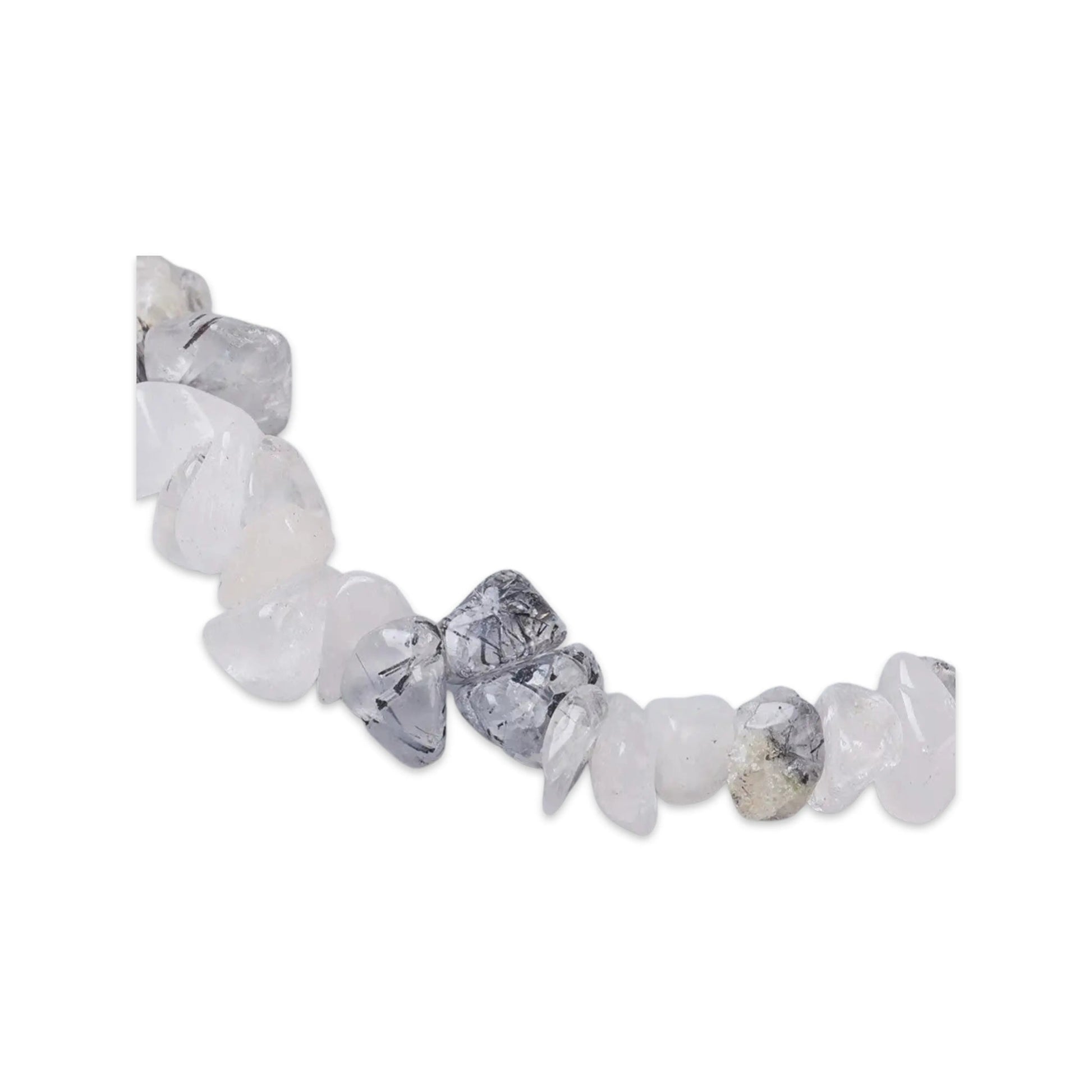 Bracelet -Black, Rutilated & Crystal Quartz -Chips